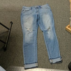 Mid rise skinny distressed cuffed Jean